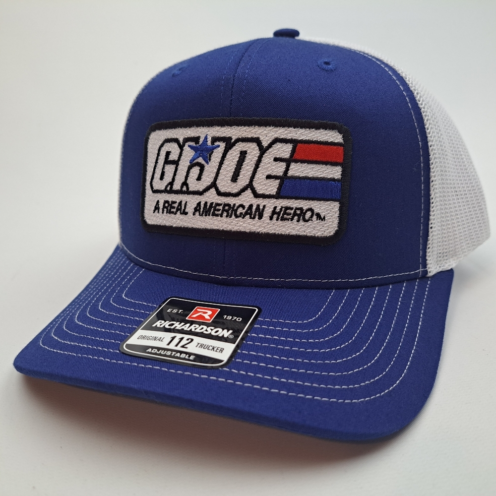G I JOE Richardson 112 Trucker Mesh Snapback Cap Hat Blue Embroidered Patch